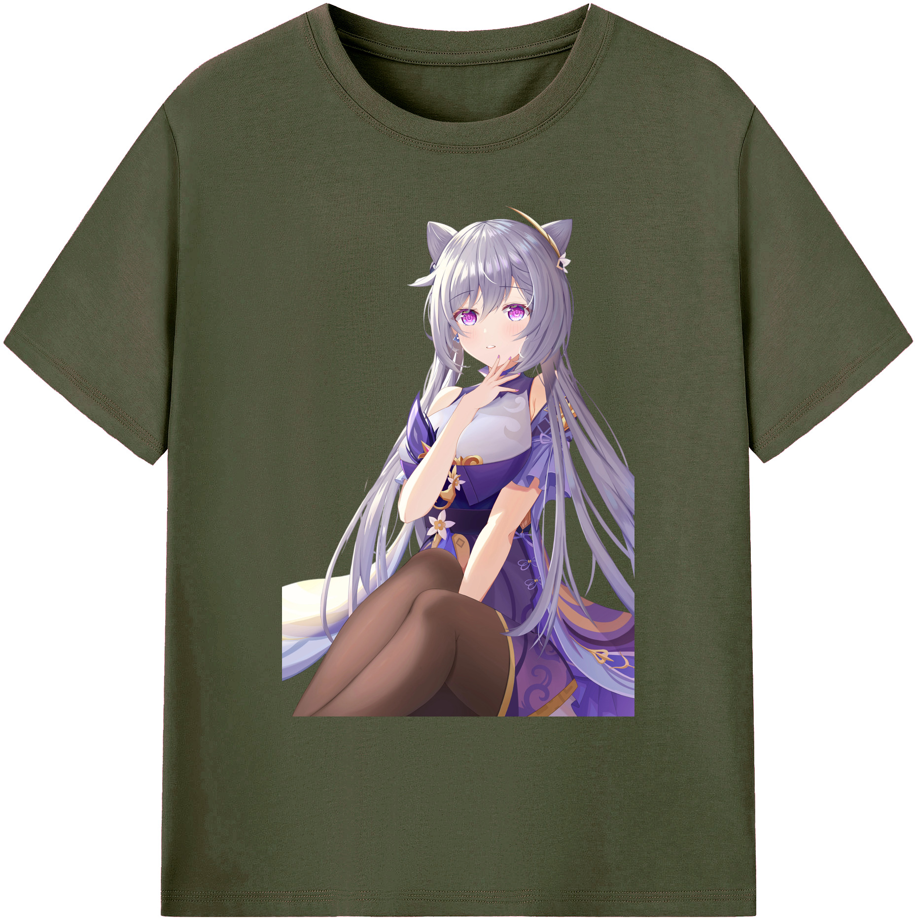 げんし神 刻晴 こくせい genshin Kokusei 綿100％ メンズ半袖Tシャツ｜肌触りやわらか＆通気性